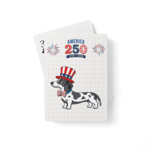 America 250 Piebald Dachshund Playing Cards | Patriotic Doxie Poker Deck