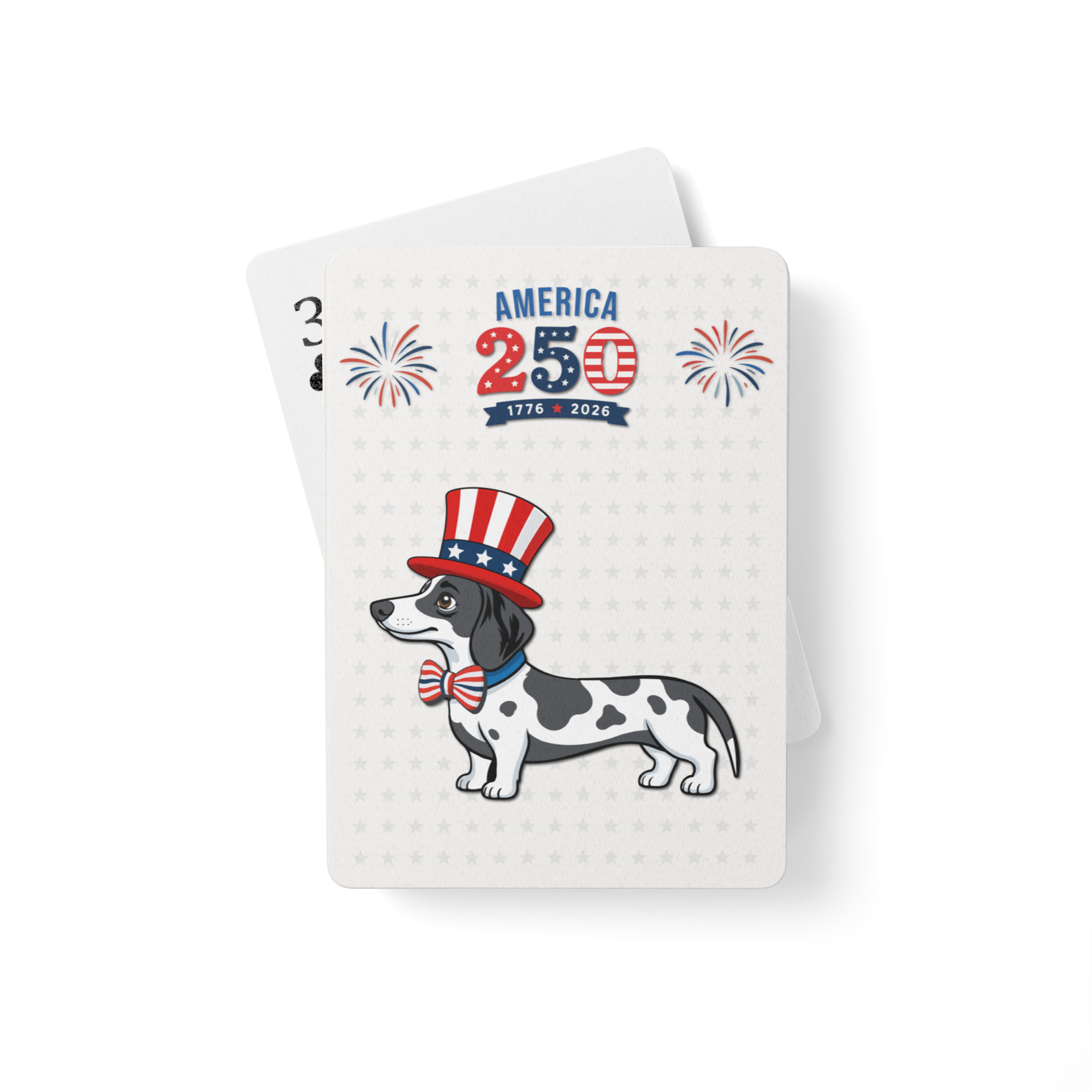 America 250 Piebald Dachshund Playing Cards | Patriotic Doxie Poker Deck